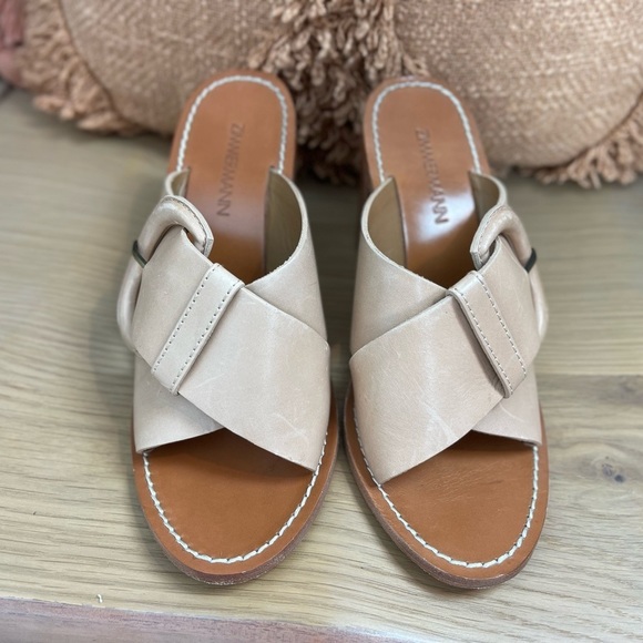 ZIMMERMANN Buckle Detail Block Heel Leather Mule Shoes - Picture 3 of 9